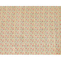 Flax yellow cotton lawn fabric with olive green, brick pink and black print in floral design-D8438 Regal Fabrics