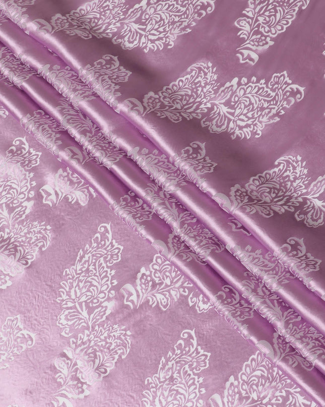 Lavender pink premium pure burnout silk chiffon fabric in floral design-D13109