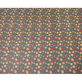 Forest green cotton voile fabric with squash orange and flax yellow print in polka dot design-D10358 Regal Fabrics