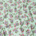 Tea green cotton voile fabric with same tone jacquard having purple, hot pink and olive green print in floral design-D6311 Regal Fabrics
