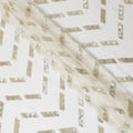 Off white premium pure silk chiffon fabric with same tone sequins embroidery in geometric design-D13623