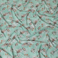Turquoise green synthetic crepe fabric with multicolor print having stone work in floral design-D15313 - Regal Fabrics