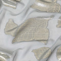 Stone grey Premium pure silk chiffon fabric with gold metallic lurex in Leaf design-D9716 Regal Fabrics