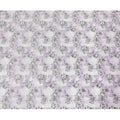 Off white synthetic crepe fabric with light lilac and turquoise green print having stone work in floral design-D15306 - Regal Fabrics