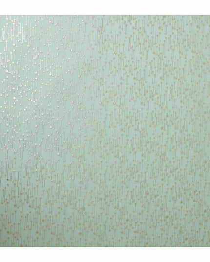 قماش شيفون حريري نقي فاخر باللون الأخضر الفيروزي الفاتح مع لوركس معدني ذهبي وفضي بتصميم فاخر-D13231