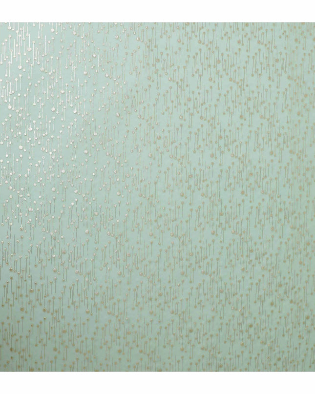 Light Turquoise green premium pure silk chiffon fabric with gold and silver metallic lurex in fancy design-D13231