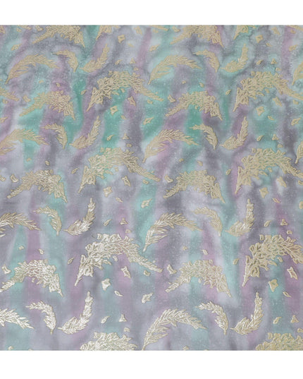 قماش شيفون حريري نقي فاخر متعدد الألوان مع لوركس معدني ذهبي بتصميم زهور-D14241