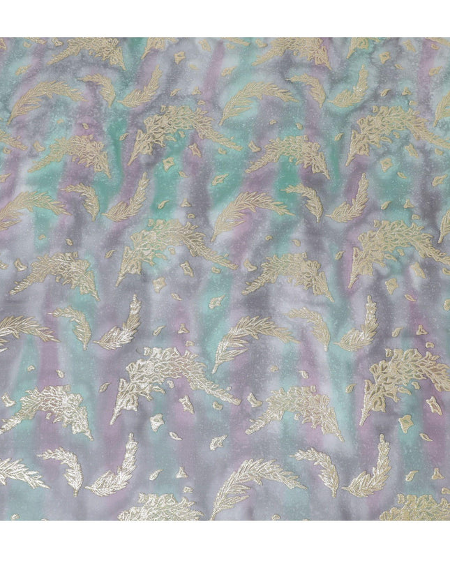 قماش شيفون حريري نقي فاخر متعدد الألوان مع لوركس معدني ذهبي بتصميم زهور-D14241