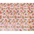 Rose pink premium pure silk chiffon fabric with multicolor hand printed and metallic lurex in floral design-D10429