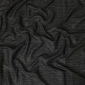قماش حرير توسار مخلوط صناعي أسود مع تطريز بنفس اللون مع ترتر بتصميم مخطط-D13674