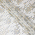 Pearl white Premium pure French (Fransawi) silk chiffon fabric with gold and silver metallic lurex in abstract design-D14309