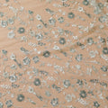 Tea green Premium wedding nylon tulle fabric with same tone, sage green, beige embroidery in floral design-D7918