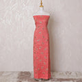 Royal peach blended cotton lawn fabric with gold and red embroidery in fancy design-D15083 Regal Fabrics
