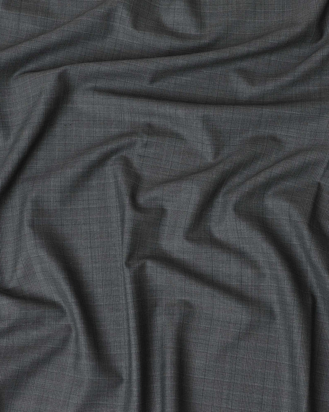 Uniform green Premium Italian wool suiting fabric with same tone and off white checks design-D11449 Regal Fabrics