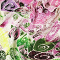 White Premium Italian silk chiffon dirac (makmal) fabric with multicolor print having velvet jacquard in floral design-D8698 Regal Fabrics