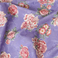 Purple uragiri cotton voile fabric with same tone jacquard having multicolor print in floral design-D10053