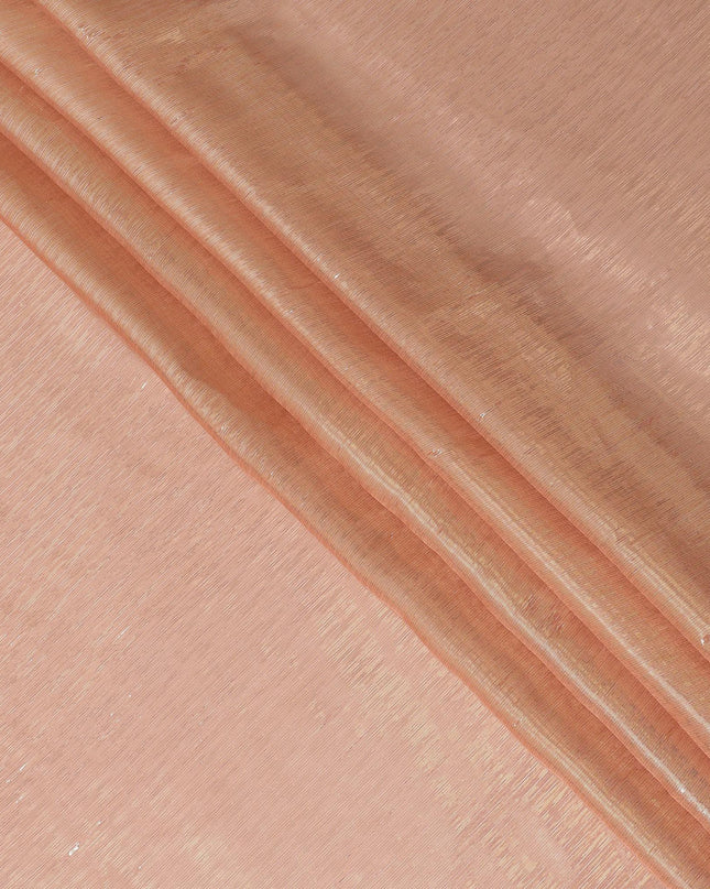 قماش شيفون من الحرير الخالص الفاخر مع لوريكس معدني ذهبي بتصميم مخطط -D12435