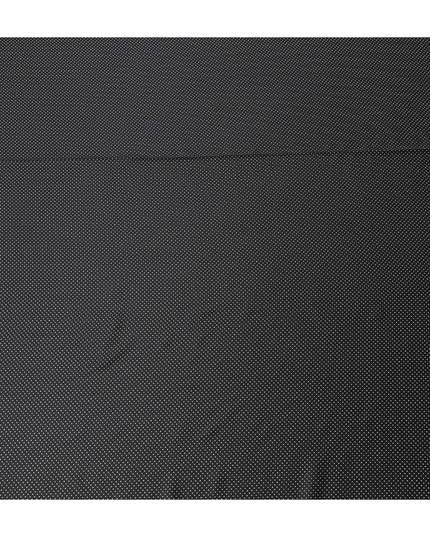 Black Italian viscose crepe fabric with white print in Polka dot design-D7065