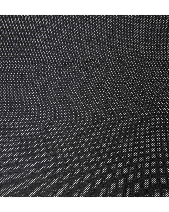 Black Italian viscose crepe fabric with white print in Polka dot design-D7065