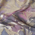 Multicolor Premium pure silk chiffon with gold metallic lurex in leaf design-D11387
