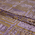 Mauve purple Rayon velvet fabric with metallic gold paint and silver sequins in geometric design