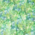 White Swiss 100% cotton voile fabric with baby blue, neon green, off white and bottle green print in floral design-D7200 Regal Fabrics