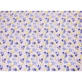 Light lilac uragiri cotton voile fabric with purple, baby blue and  sand beige print in floral design-D7334