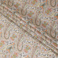 Grey Uragiri cotton fabric with multi colour prints in paisley design-11226