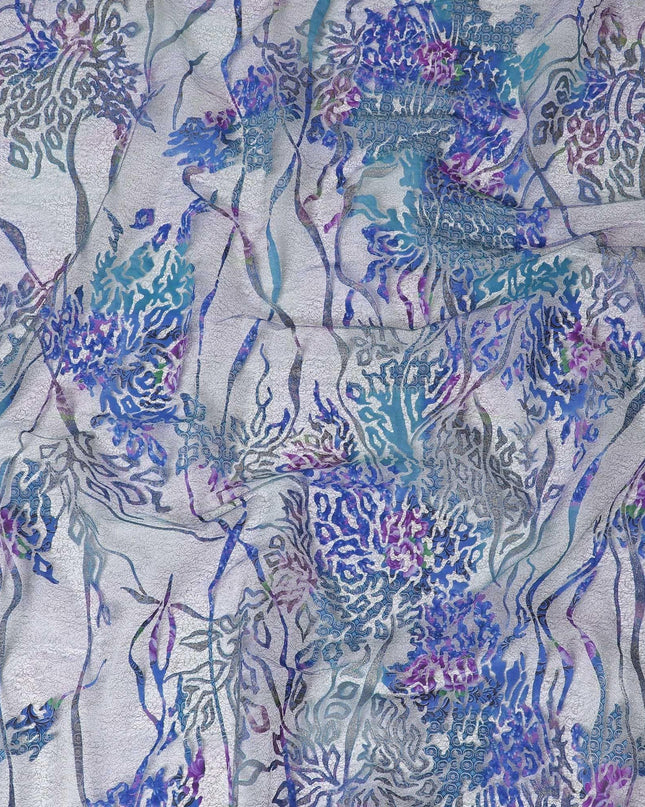 Multicolor mesh tulle fabric with flocking in fancy design-D14035 Regal Fabrics