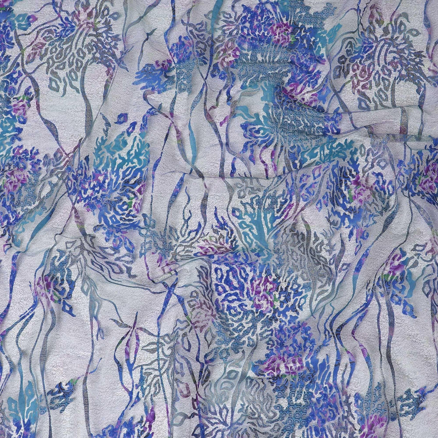 Multicolor mesh tulle fabric with flocking in fancy design-D14035 Regal Fabrics