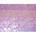 Purple pure silk chiffon fabric with multicolor metallic lurex in floral design-D8936