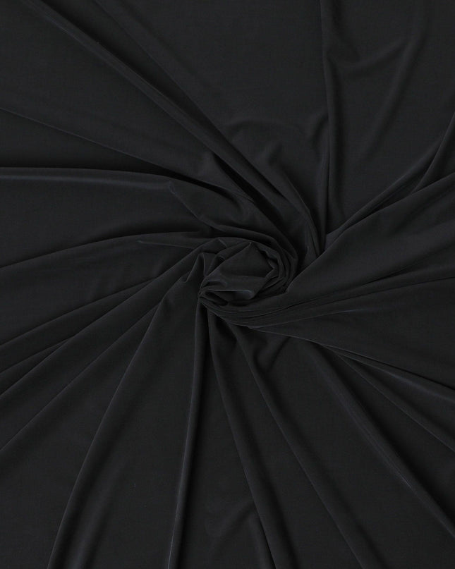 Black plain polyester cupro silk jersey fabric-D6968