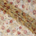 Flax yellow synthetic chiffon fabric with multicolor print in floral design-D13417 Regal Fabrics