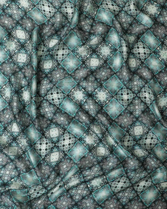 قماش ساتان حريري خالص مطبوع متعدد الألوان بتصميم تجريدي-D13219