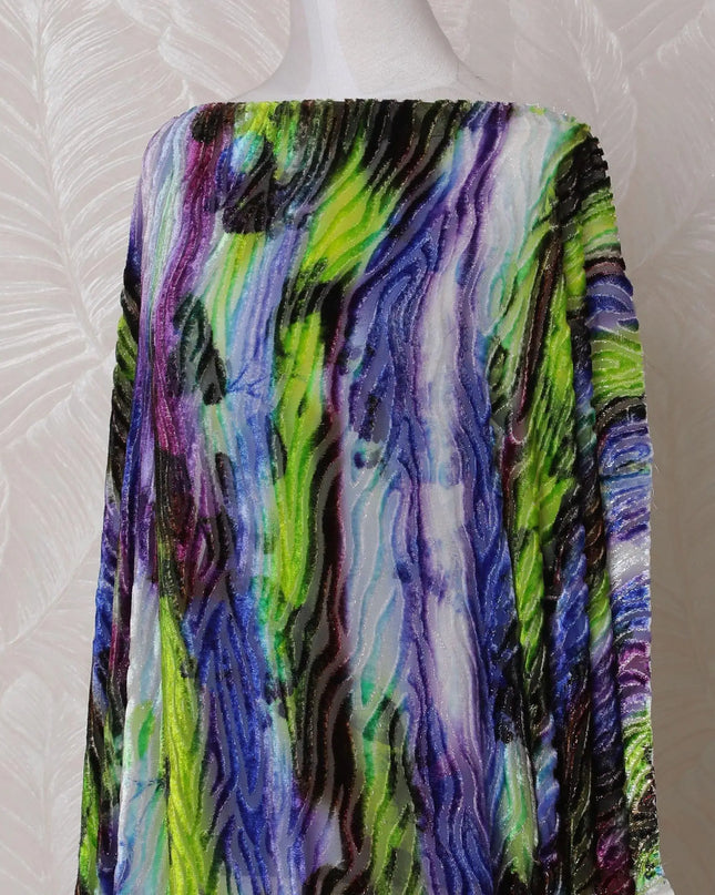 Multicolor Premium pure Swiss silk blended velvet makmal dirac fabric with same tone metallic lurex in fancy design-D15599 Regal Fabrics