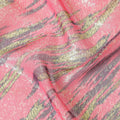 قماش شيفون من الحرير الخالص باللون الوردي مع لوركس معدني أخضر وأسود بتصميم فاخر-D8978