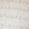 Light beige lace fabric with same tone embroidery having multicolor print, beads and sequins in floral design-D7735