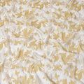 قماش شيفون حريري فرنسي (فرنساوي) فاخر باللون الأبيض الفاتح مع فيسكوز ذهبي ولوريكس معدني بتصميم زهور -D15637