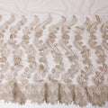 Pale brown nylon tulle fabric with same tone embroidery in floral design-D11747
