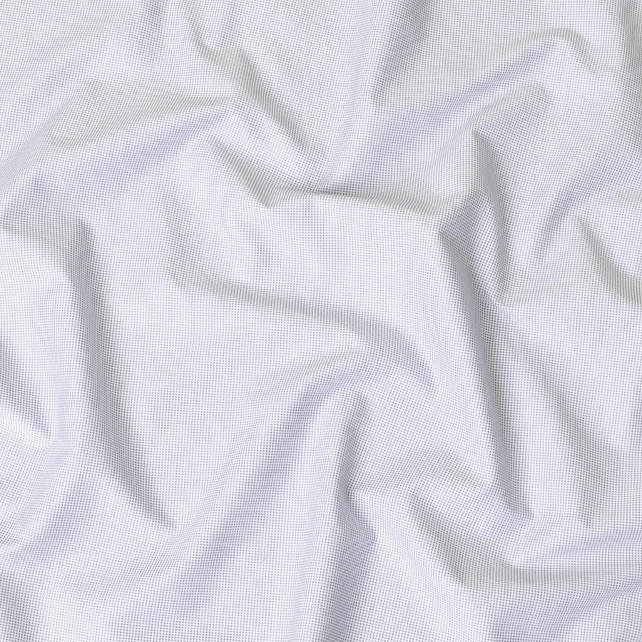White 100%  cotton shirting fabric with blue dots in self design-D7409 Regal Fabrics