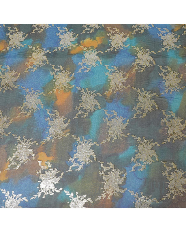 قماش شيفون حريري نقي فاخر متعدد الألوان مع لوركس معدني ذهبي بتصميم فاخر-D10409
