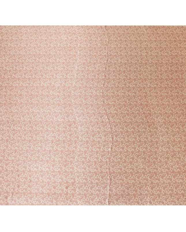 قماش ساتان من الحرير الخالص باللون البيج اللاتيه مع طباعة باللون الرمادي والبني الرملي بتصميم بيزلي-D8216