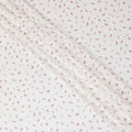 White synthetic georgette fabric with burgundy and pale brown print in fancy design-D13766 Regal Fabrics