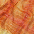 Tangerine orange & light yellow synthetic chiffon fabric with transparent sequins and embroidery in abstract design