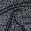Dark navy blue premium pure French (Fransawi) silk chiffon fabric with teal green, blue and purple viscose in dot design-D14223