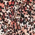 Beige premium pure silk crepe fabric with peach and black print in animal skin design-D9391