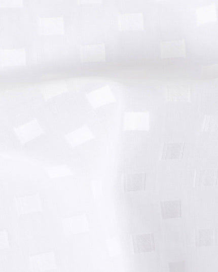 قماش فوال من القطن الخالص باللون الأبيض مع تصميم سلك بمشبك بنفس اللون - D12058