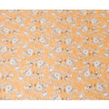 Cantaloupe orange uragiri cotton voile fabric with same tone jacquard having white, black and pale brown print in floral design-D14315