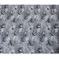 Fog grey synthetic satin fabric with same tone, off white and black print in floral design-D10275 Regal Fabrics