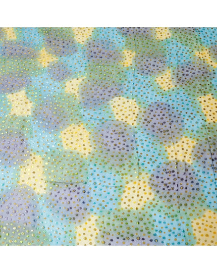 Multicolor premium pure silk chiffon makmal dirac with multicolor velvet jacquard in polka dot design-D9652 Regal Fabrics